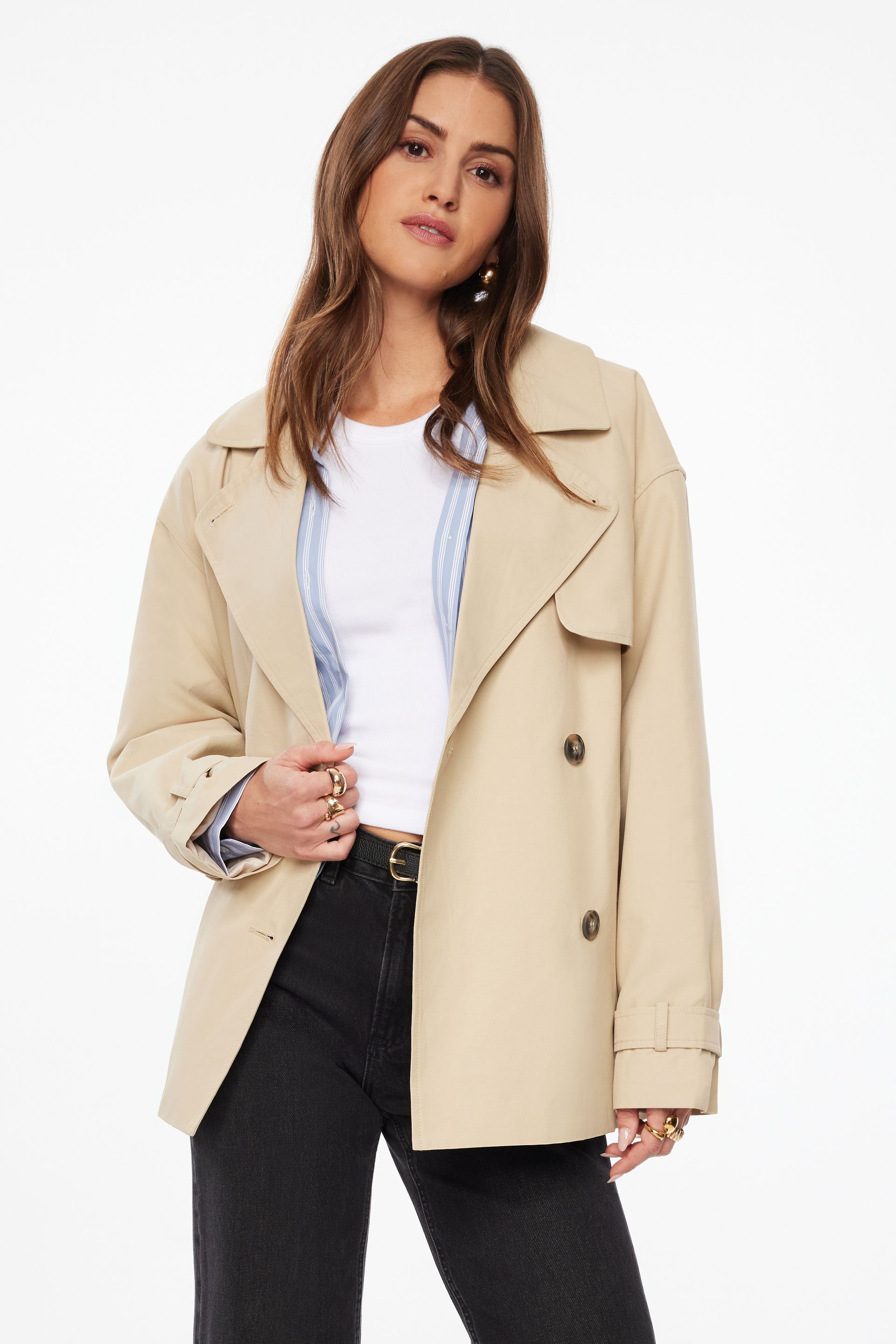 Double Breasted Short Trench Coat