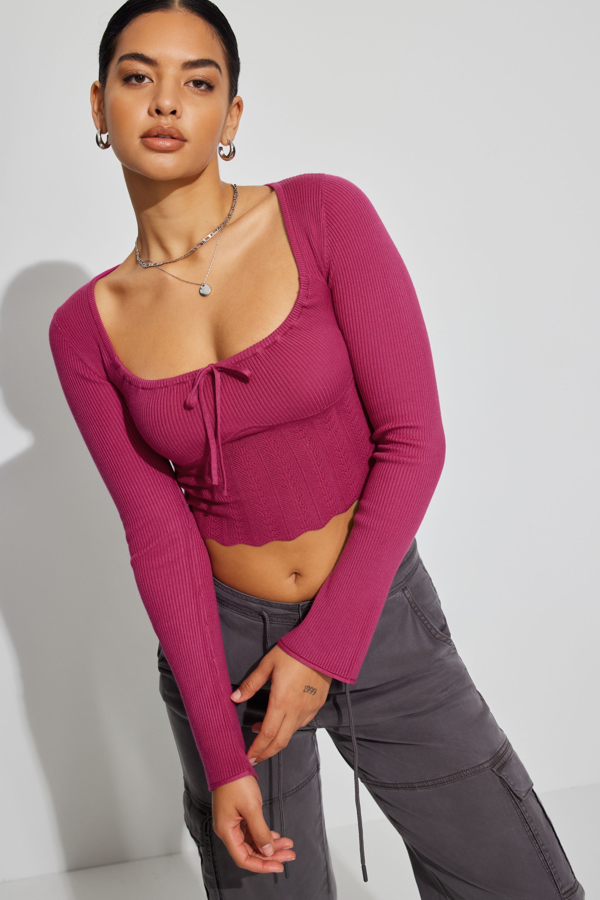 Tie in sale front sweater