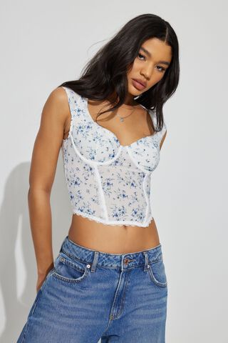 CAILING Bustier Tops Front Tie Up Bandage Hollow Out Crop Top Vintage Indie Grunge  Corset Top Chic Women Off Shoulder Strapless Tube (Size : M) : Buy Online  at Best Price in