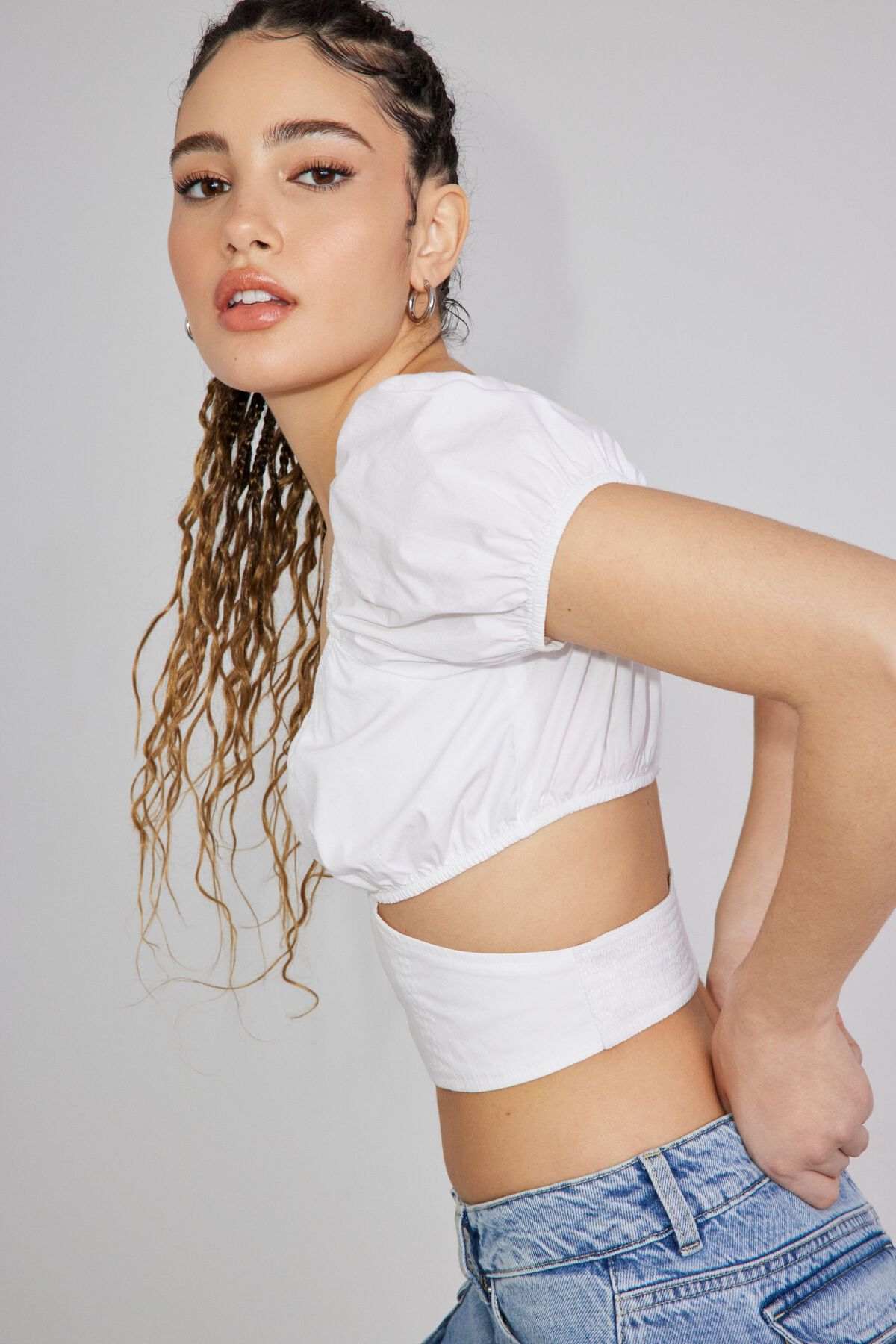 Cut Out Milkmaid Top White
