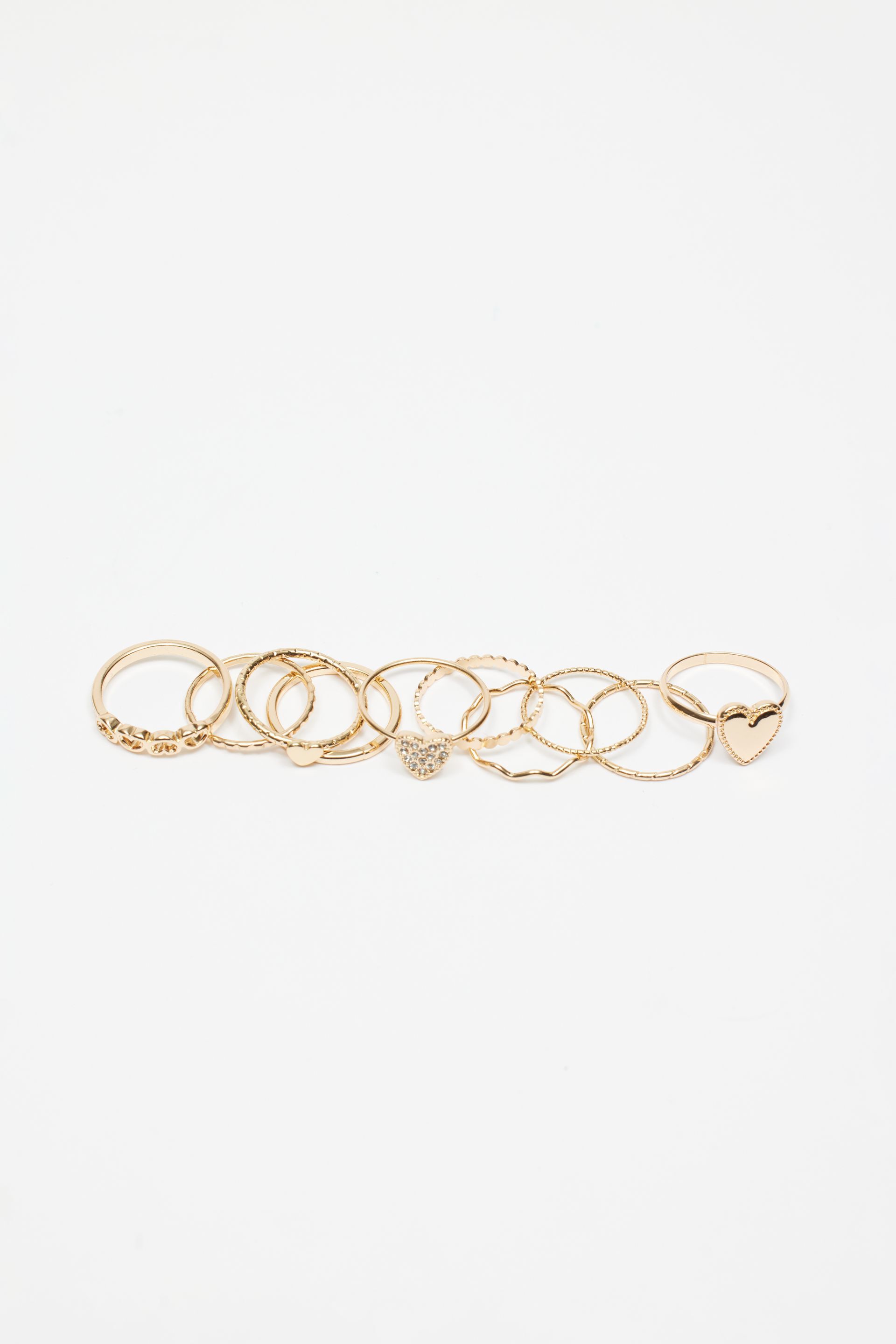 Set of 10 Hearts Ring Pack