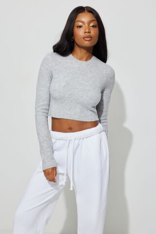 Active Cropped Sweater (White)