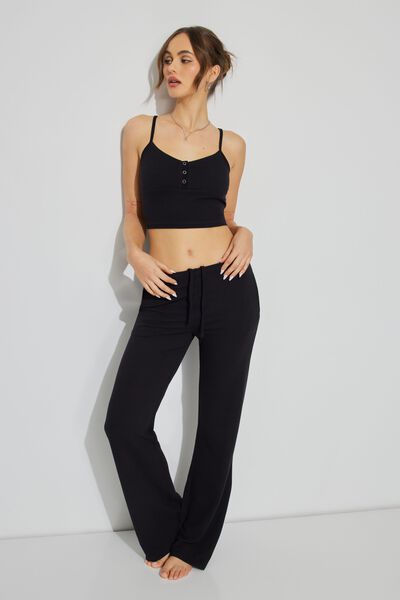 Garage Avril Low Rise Cargo Flare Pants in Black
