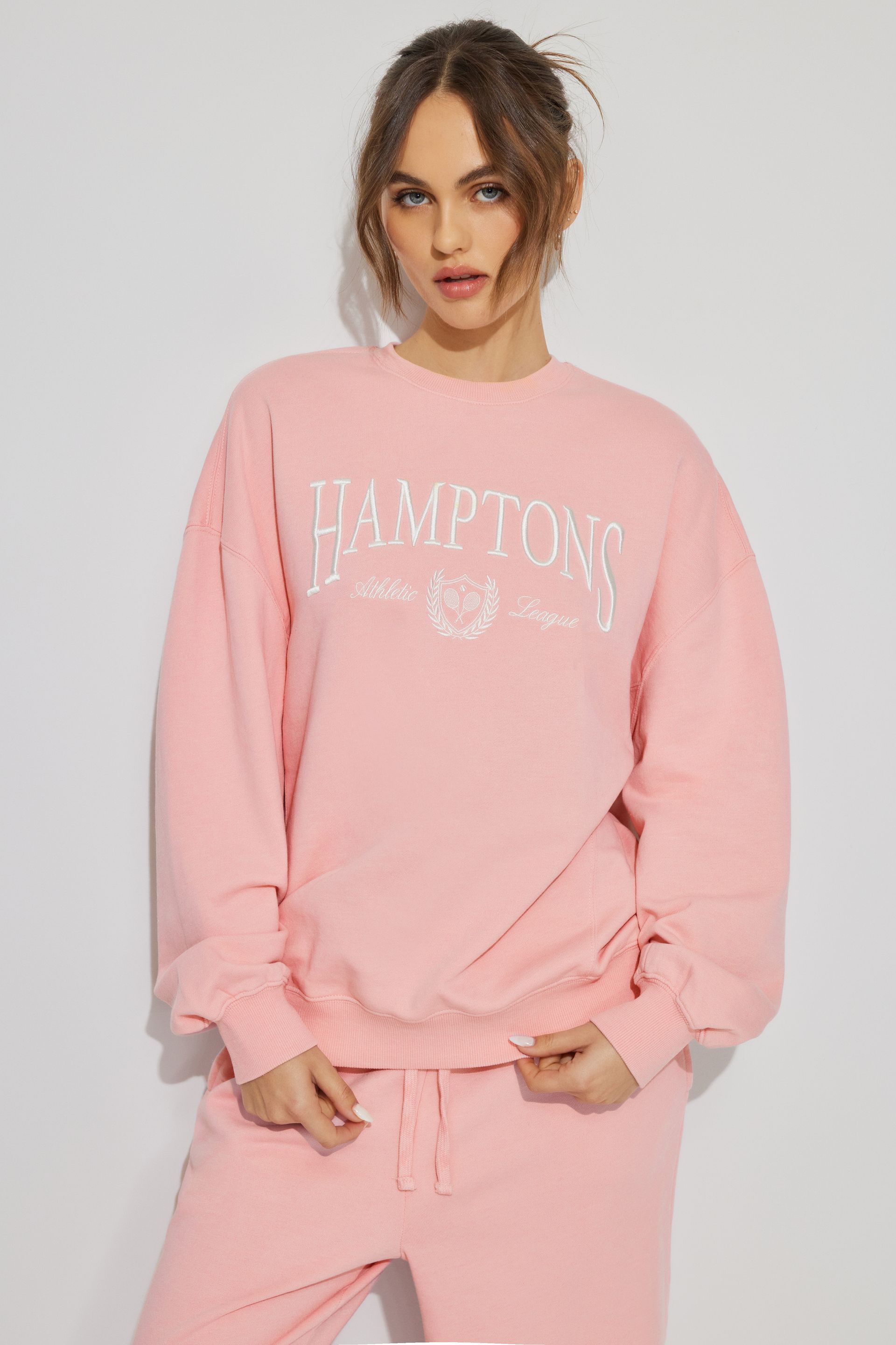 Soft Terry Off Shoulder Sweatshirt Pink | Garage