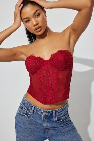 Womens Jacquard Bridal Bandeau Corset Set With Plastic Bones, Back Padding,  And Lace Up Corselet In Pink, White, Red, Or Black Plus Size XXS 6XL From  Bestielady, $8.7