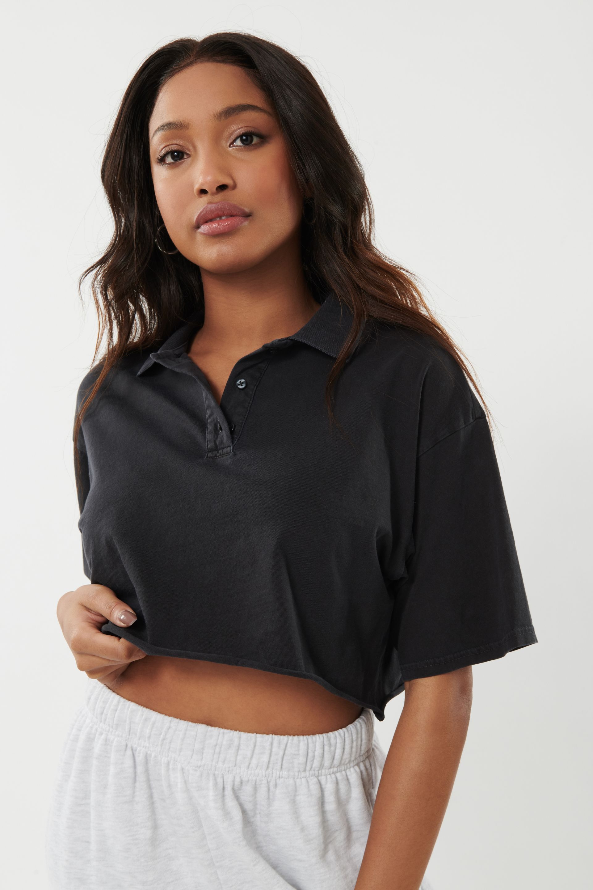 black polo crop top