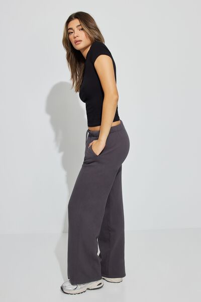 Garage Brooke Faux Leather Low Rise Pant in Black