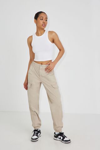 Brianna Bubble Pant Beige  Cargo pants women outfit, Tall girl