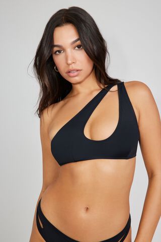 KIBYS Asymmetrical Bralette Bikini Top - Black