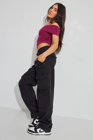 TNA Solid Black Cargo Pants Size M - 70% off