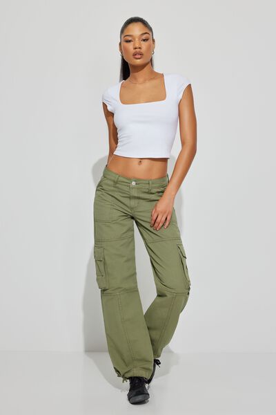 GARAGE Chicago Low Rise Cargo Pant Women's Size 1 Army Green