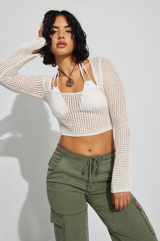 Adoree - Knit Shrug / Cropped Camisole Top