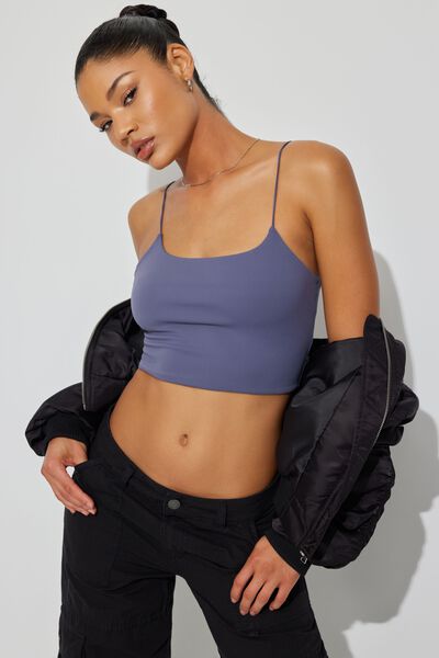 Stay Chill Heather Grey Ribbed Cropped Cami