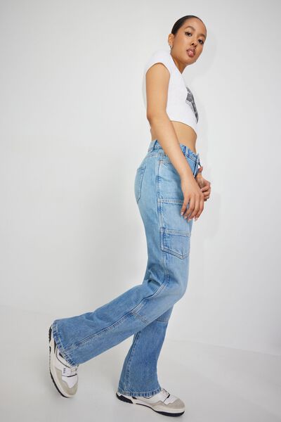 Extreme Low Rise Flare Jean - Melissa Blue, Garage