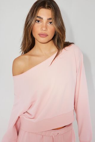 Off-the-shoulder Sweater - Light pink - Ladies