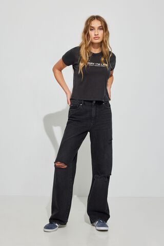 Wide leg jeans black - Loja SIS
