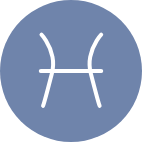 Blue Pisces symbol.